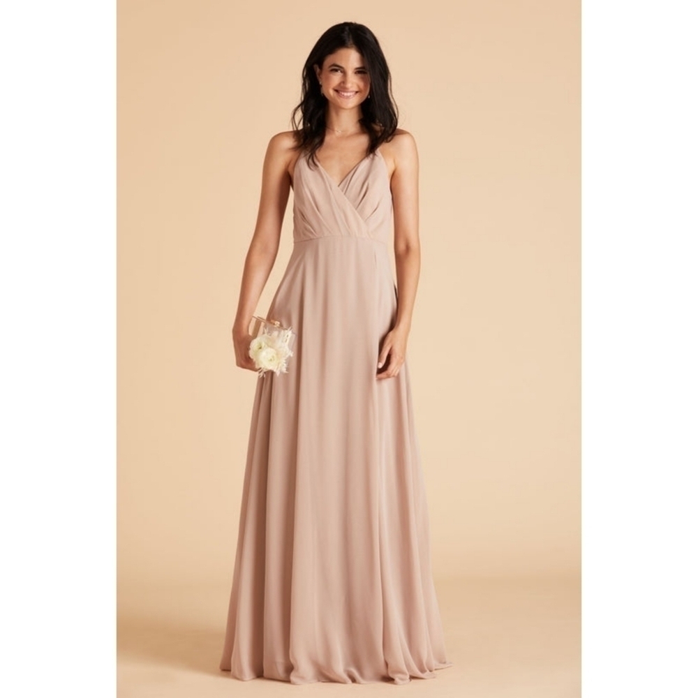 Birdy Grey Chiffon Kaia Maxi Dress in Taupe Size Medium